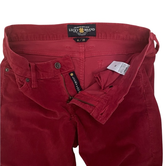 Sz:28 Lucky Brand Women's Red Corduroy Jeans - Picture 2 of 8